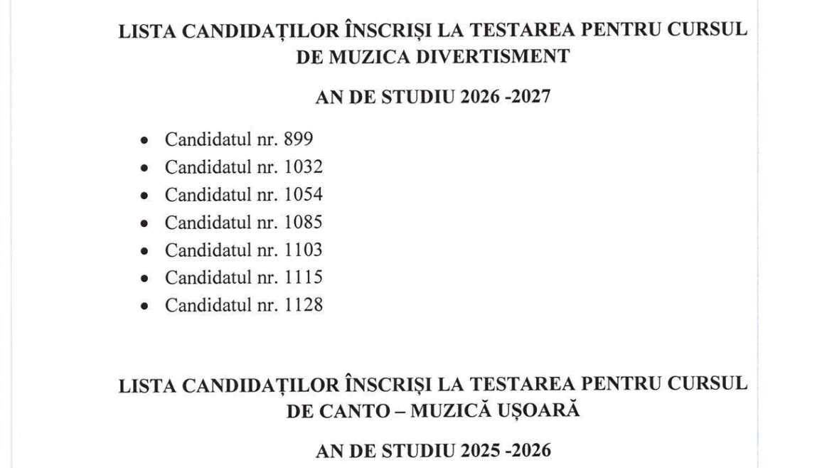 LISTE CANDIDAȚI TESTĂRI 2026