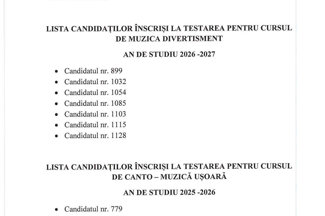 LISTE CANDIDAȚI TESTĂRI 2026